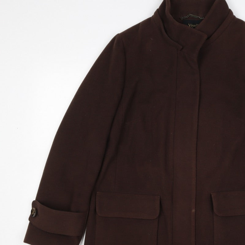 Viyella Women’s Brown Cashmere Blend Mid-Length Coat UK 16