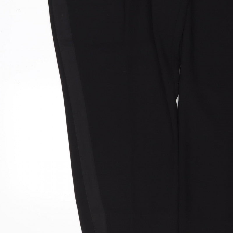 Next Women's Black UK 20R Wide Leg Tailored Dress Trousers Adjustable Waist