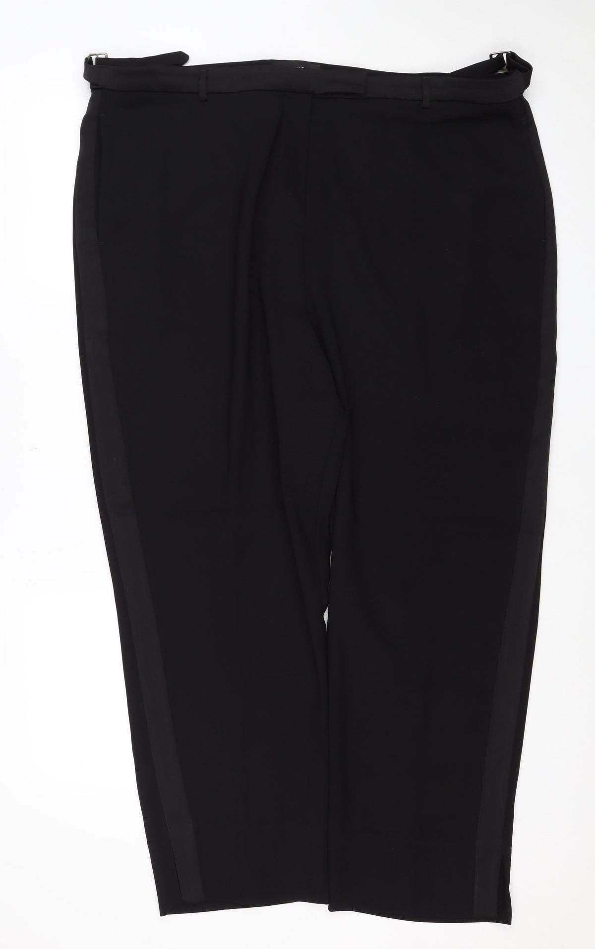 Next Women's Black UK 20R Wide Leg Tailored Dress Trousers Adjustable Waist