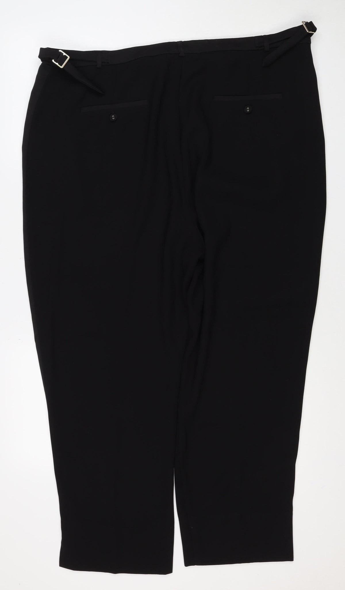 Next Women's Black UK 20R Wide Leg Tailored Dress Trousers Adjustable Waist