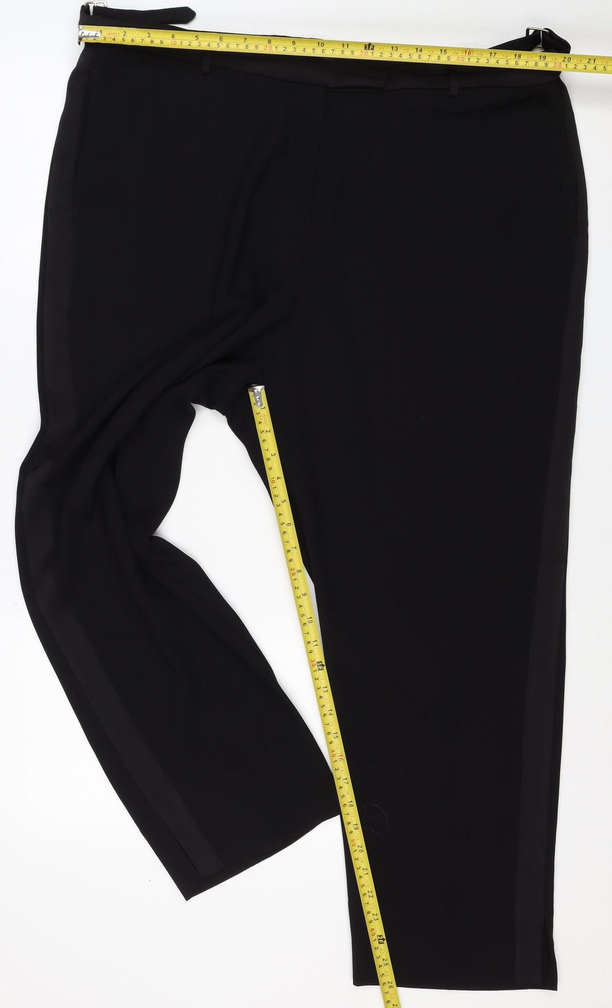 Next Women's Black UK 20R Wide Leg Tailored Dress Trousers Adjustable Waist