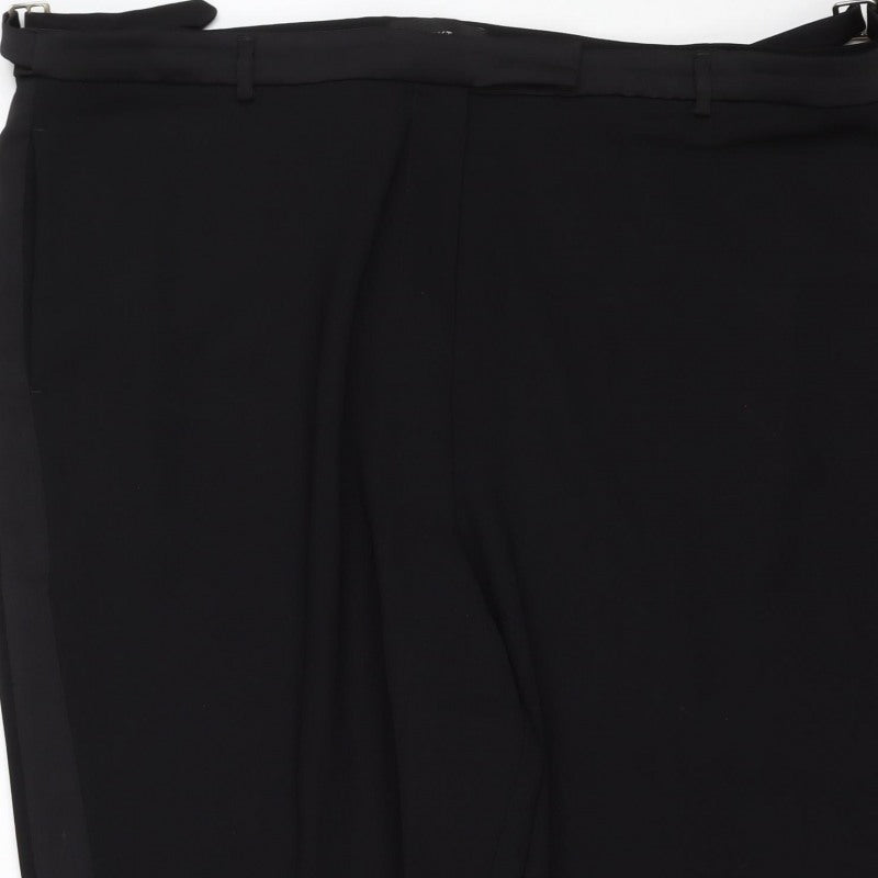 Next Women's Black UK 20R Wide Leg Tailored Dress Trousers Adjustable Waist