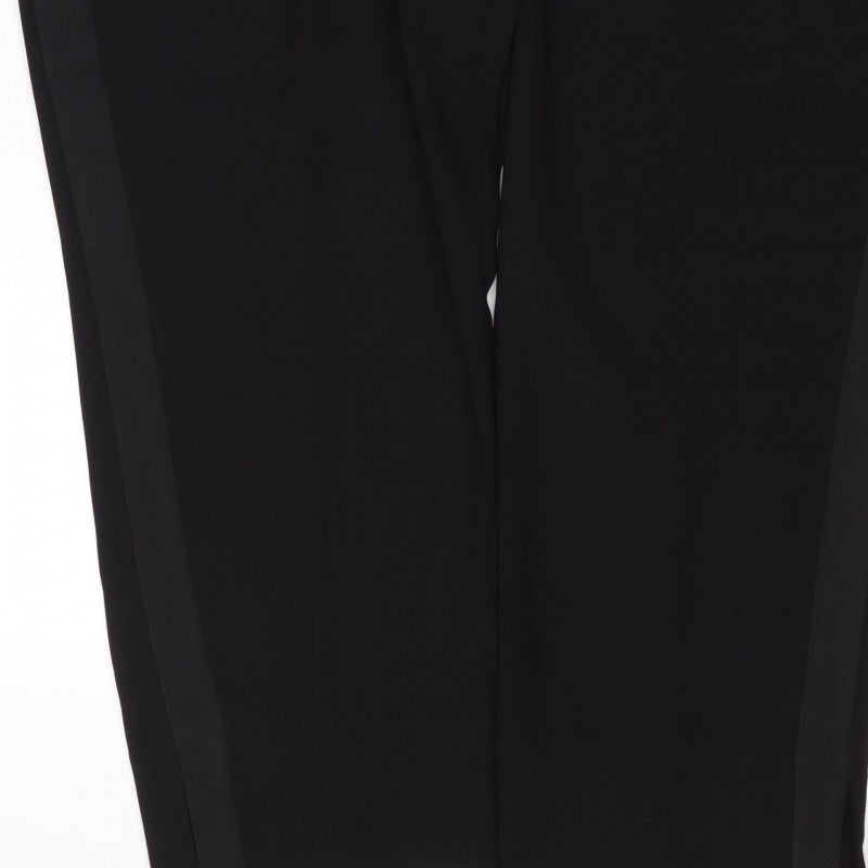 Next Women's Black UK 20R Wide Leg Tailored Dress Trousers Adjustable Waist