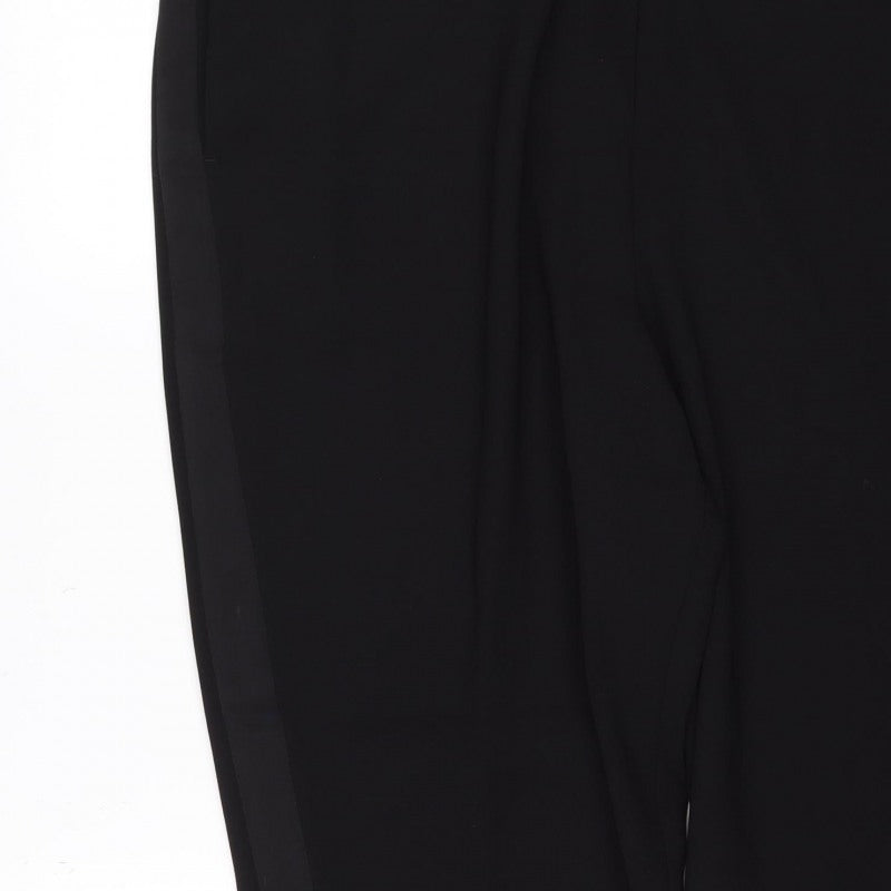 Next Women's Black UK 20R Wide Leg Tailored Dress Trousers Adjustable Waist