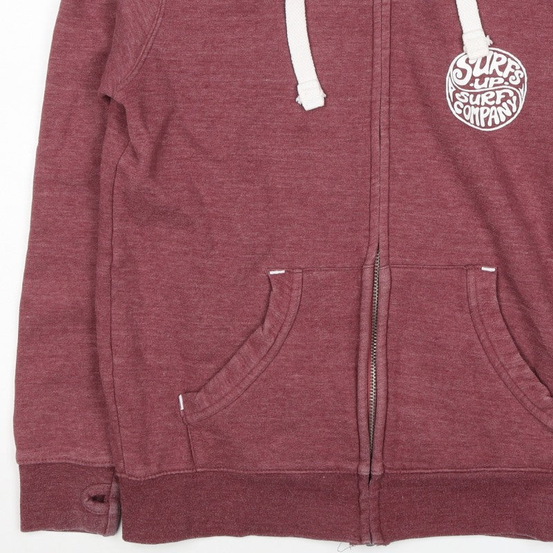 Cotton Ridge Men's Red M Full Zip Surf Graphic Hoodie Pockets