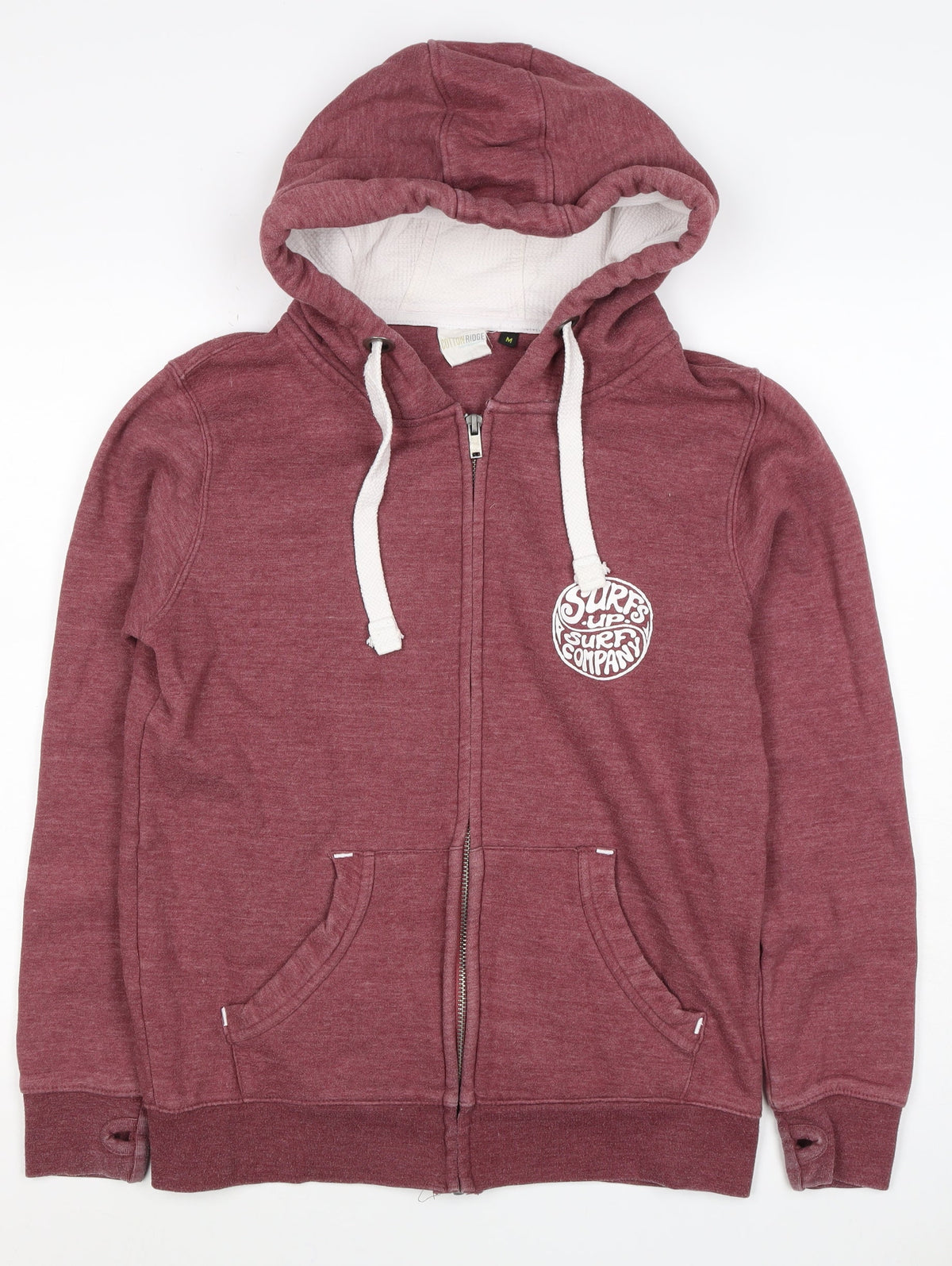 Cotton Ridge Men's Red M Full Zip Surf Graphic Hoodie Pockets