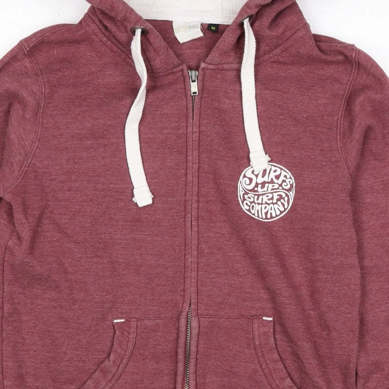 Cotton Ridge Men's Red M Full Zip Surf Graphic Hoodie Pockets