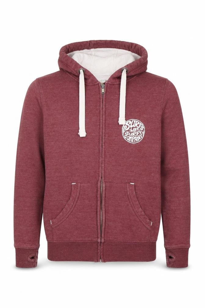 Cotton Ridge Men's Red M Full Zip Surf Graphic Hoodie Pockets