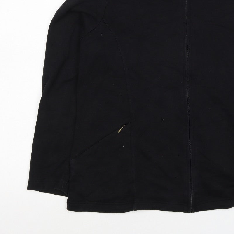 Lole Women’s Black Full Zip High Neck Cotton Stretch Sweatshirt UK 16