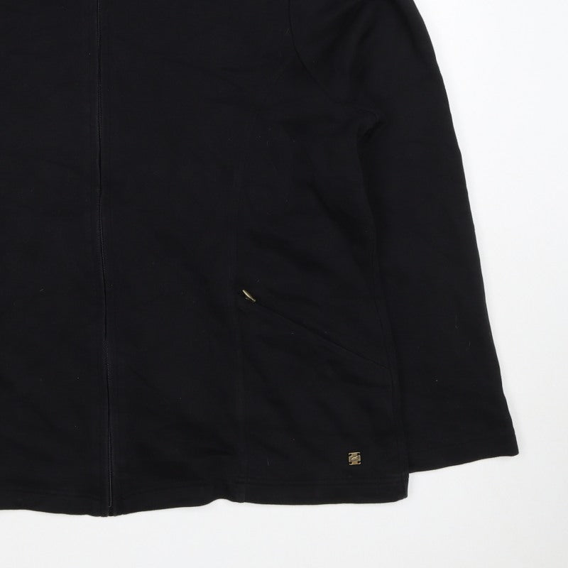 Lole Women’s Black Full Zip High Neck Cotton Stretch Sweatshirt UK 16