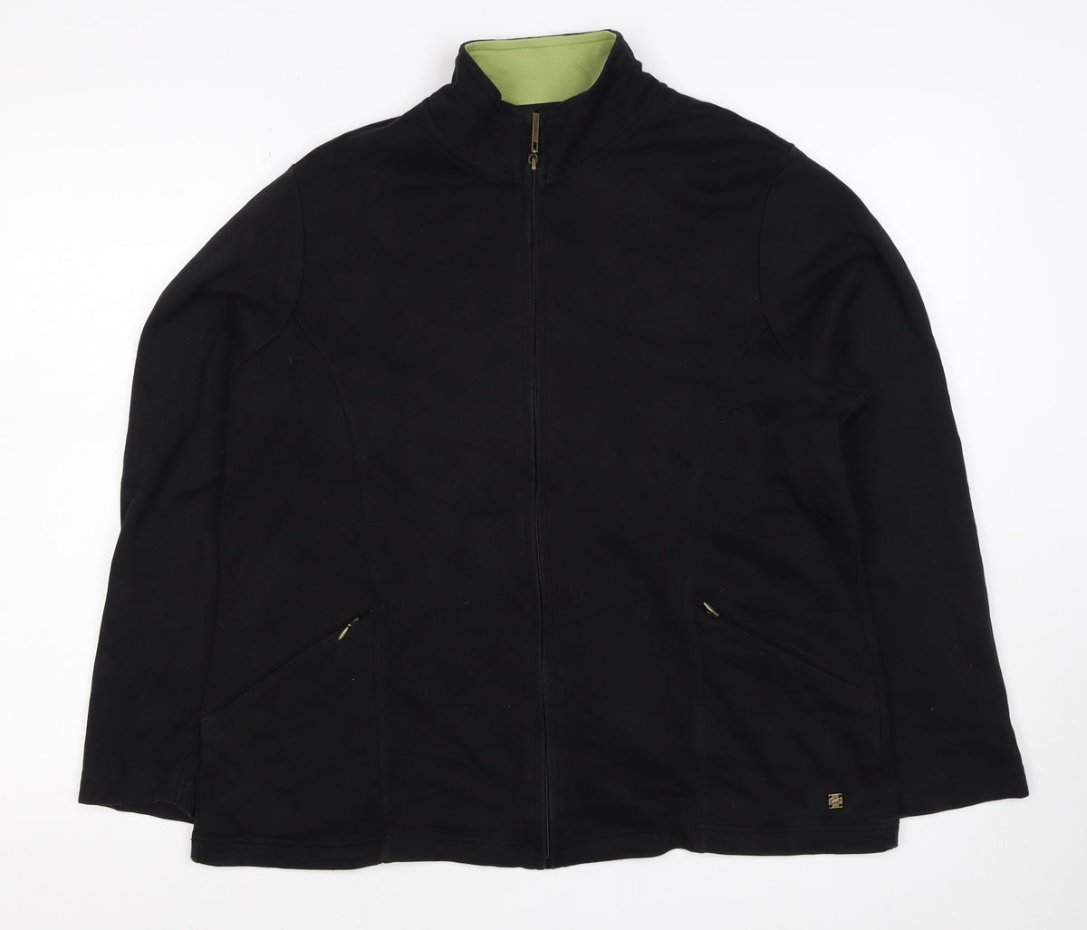 Lole Women’s Black Full Zip High Neck Cotton Stretch Sweatshirt UK 16
