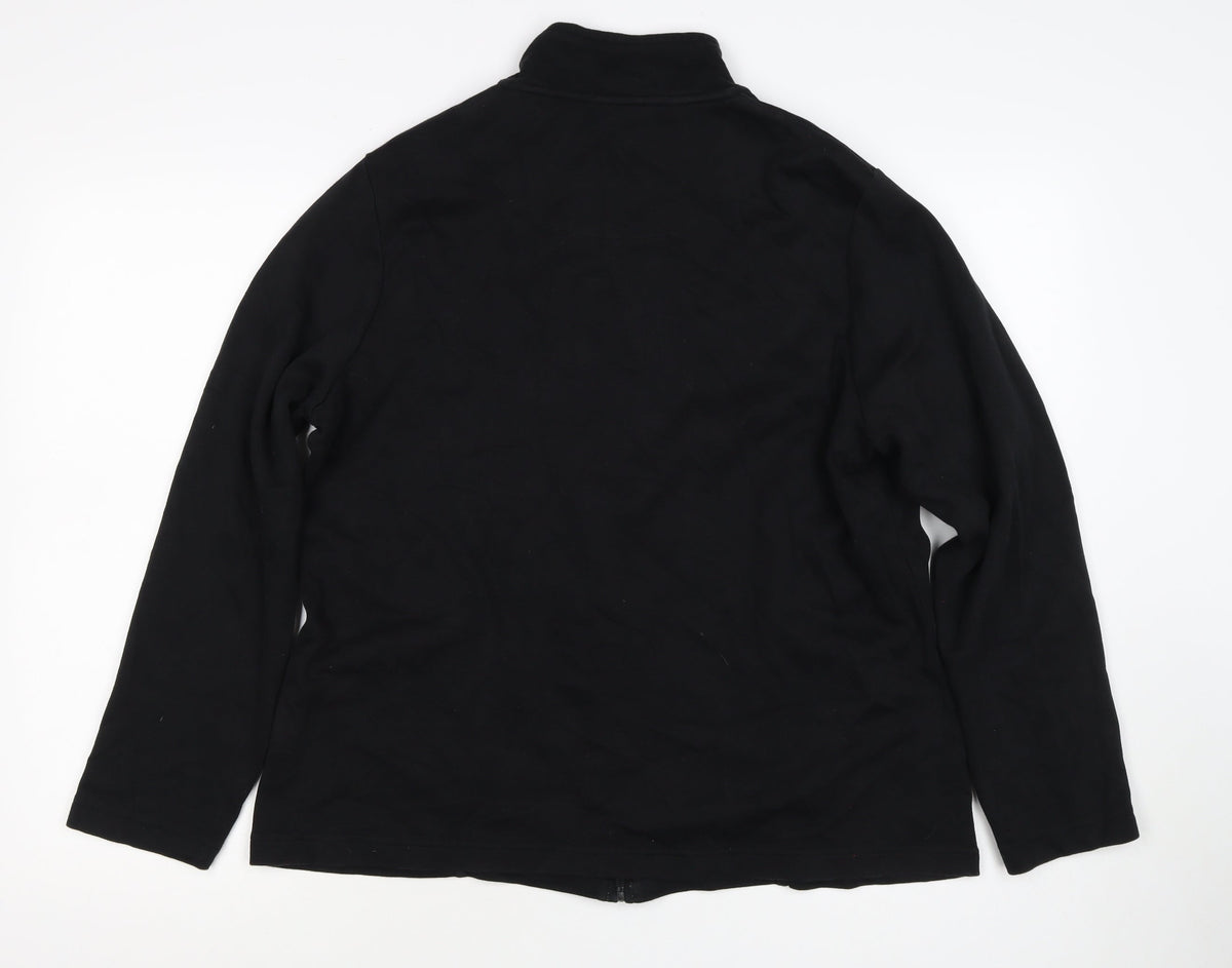 Lole Women’s Black Full Zip High Neck Cotton Stretch Sweatshirt UK 16
