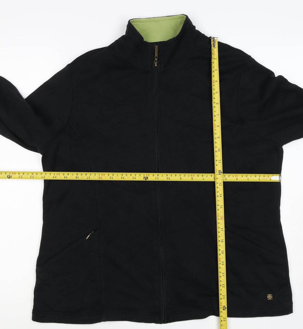 Lole Women’s Black Full Zip High Neck Cotton Stretch Sweatshirt UK 16