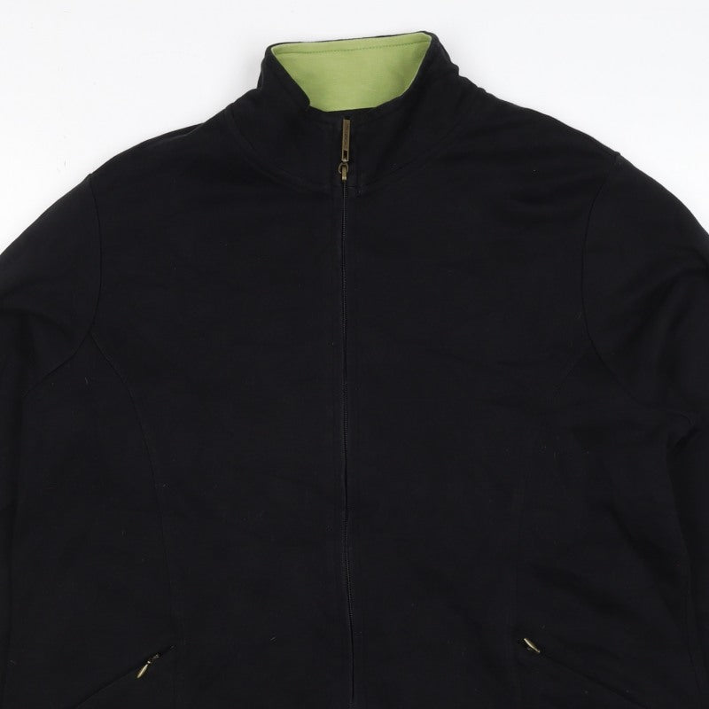 Lole Women’s Black Full Zip High Neck Cotton Stretch Sweatshirt UK 16