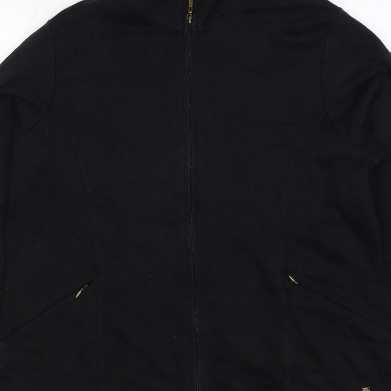 Lole Women’s Black Full Zip High Neck Cotton Stretch Sweatshirt UK 16