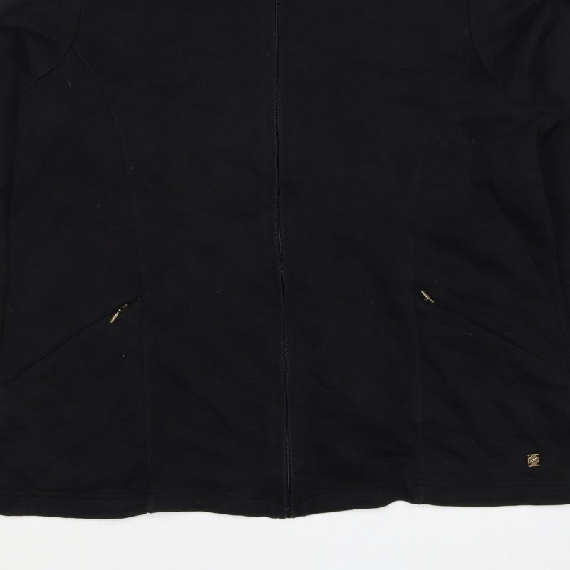Lole Women’s Black Full Zip High Neck Cotton Stretch Sweatshirt UK 16