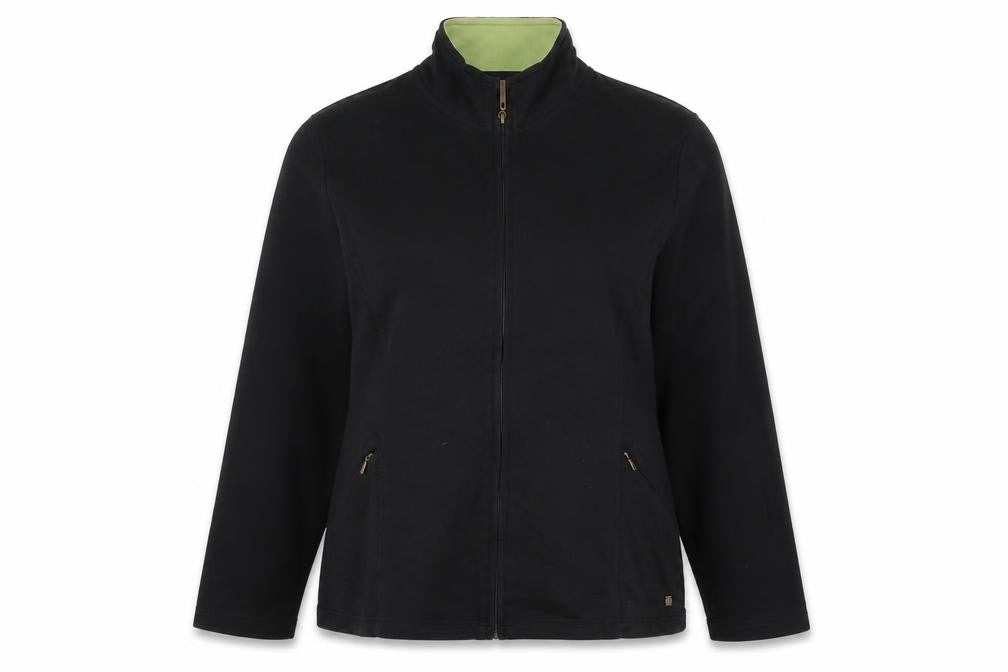 Lole Women’s Black Full Zip High Neck Cotton Stretch Sweatshirt UK 16
