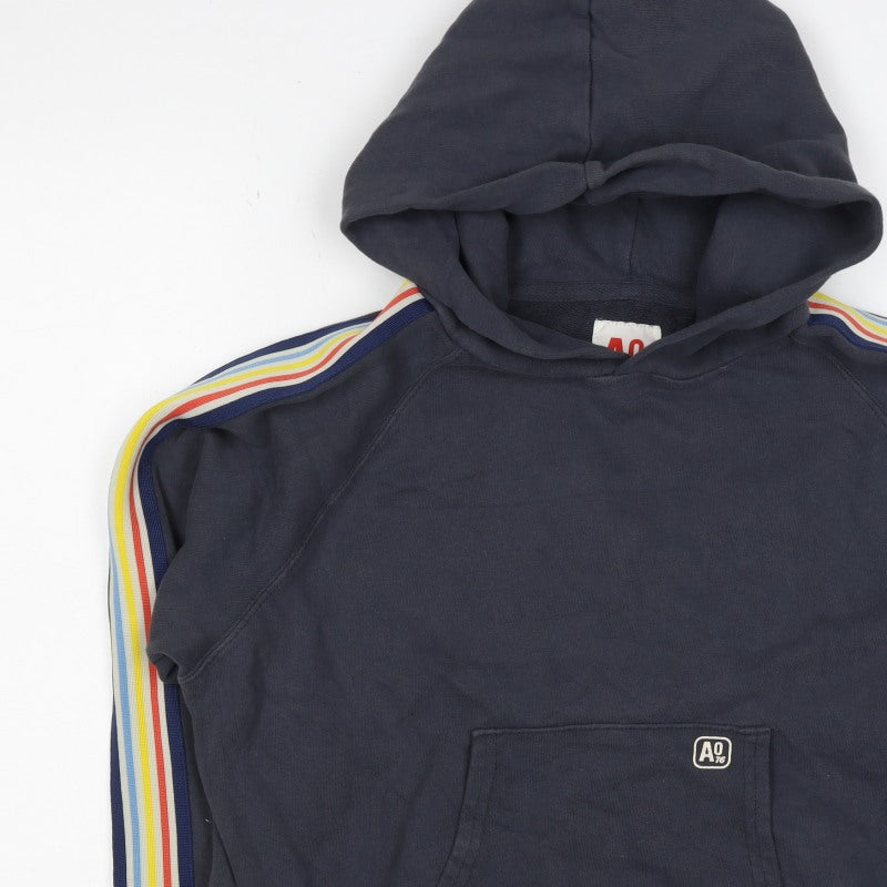American Outfitters Women Blue Size 12 Striped Sleeve Pullover Hoodie