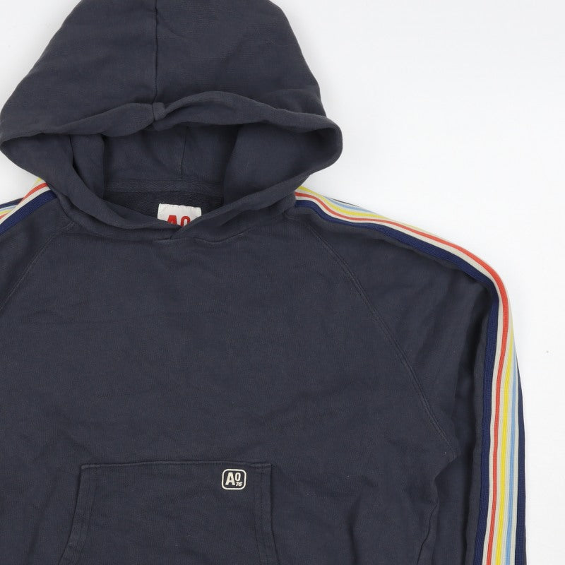 American Outfitters Women Blue Size 12 Striped Sleeve Pullover Hoodie