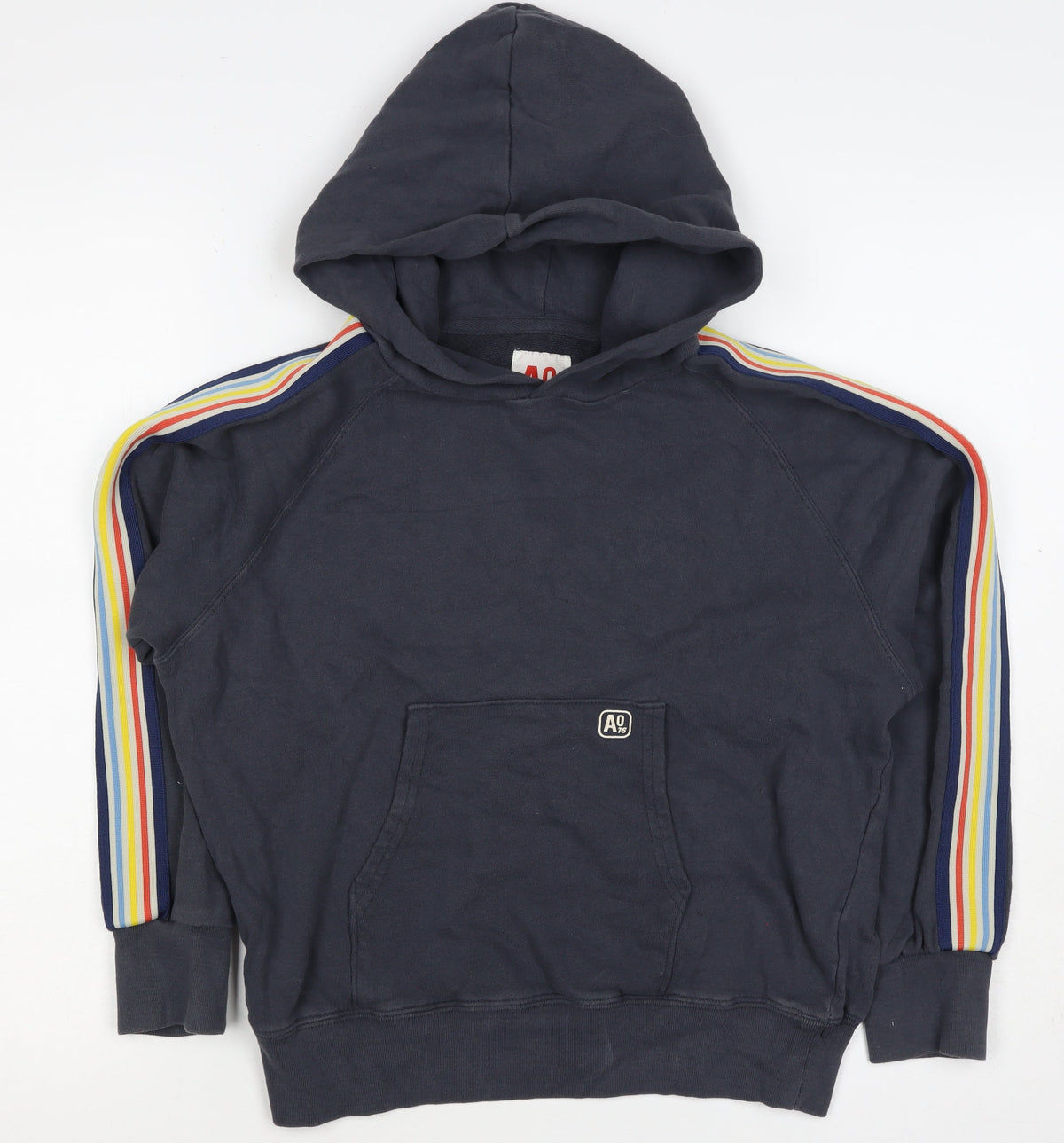 American Outfitters Women Blue Size 12 Striped Sleeve Pullover Hoodie