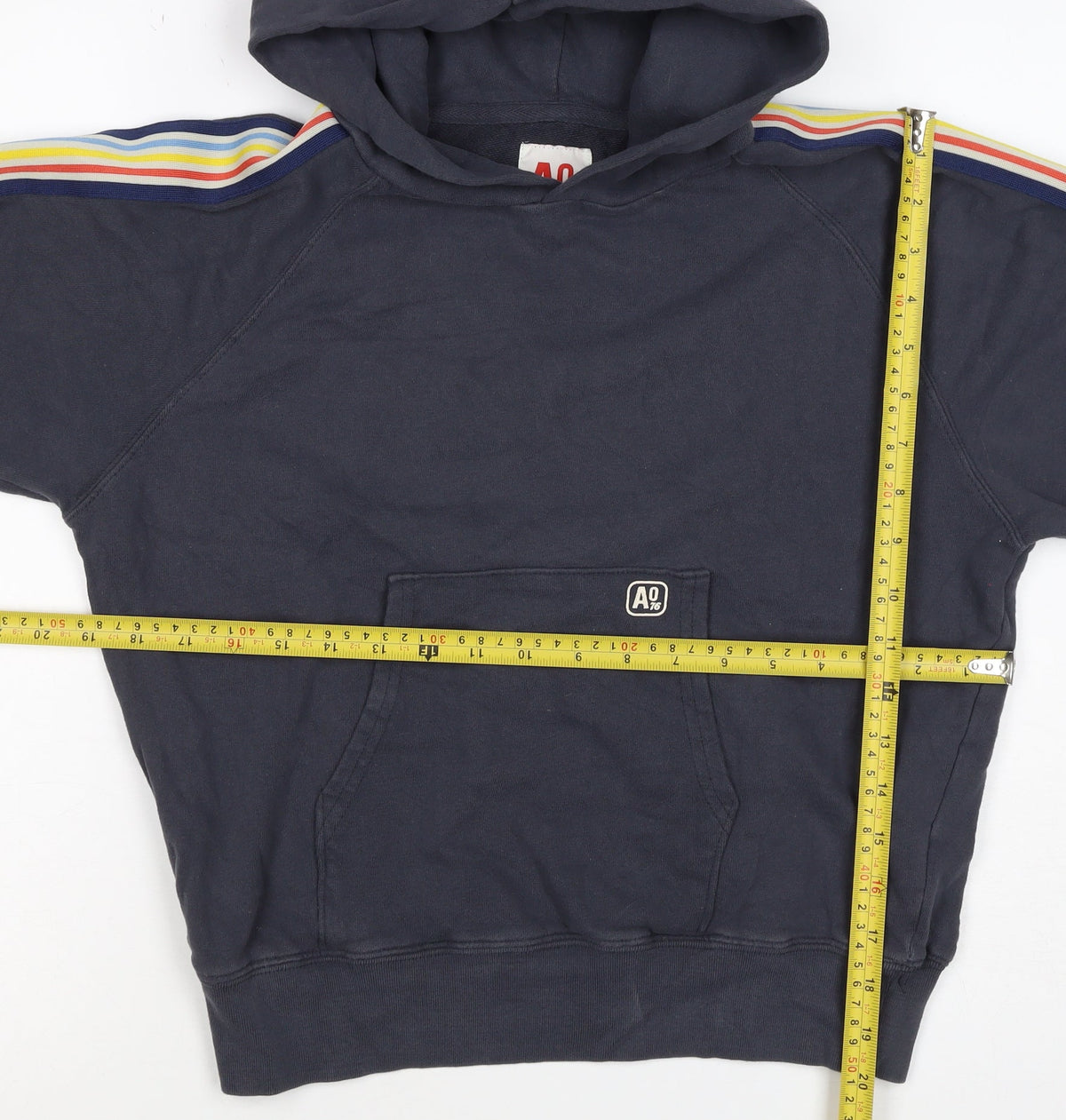 American Outfitters Women Blue Size 12 Striped Sleeve Pullover Hoodie