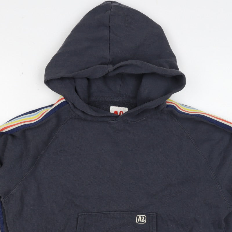 American Outfitters Women Blue Size 12 Striped Sleeve Pullover Hoodie