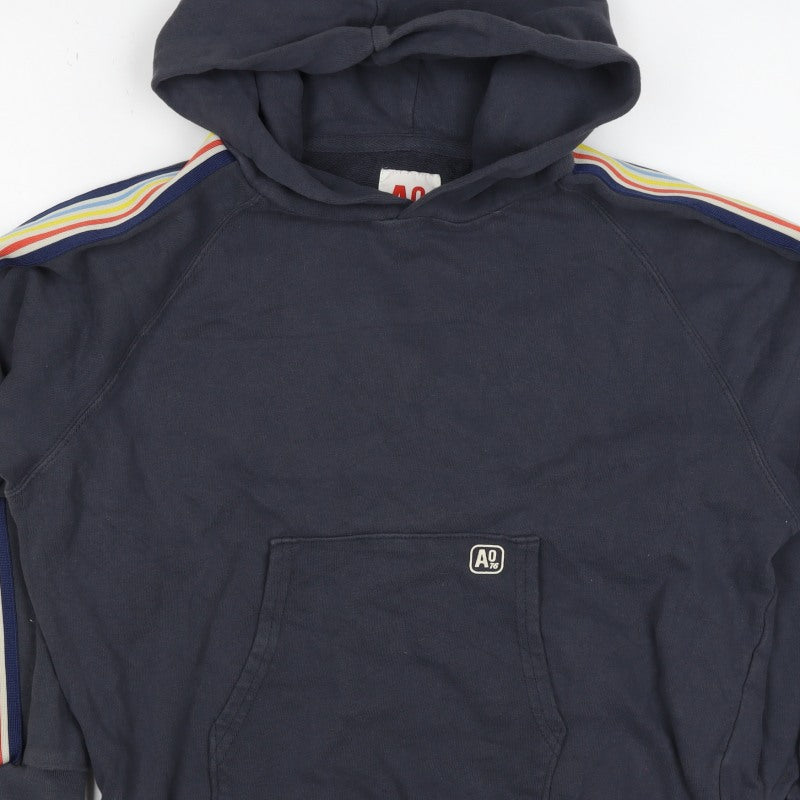 American Outfitters Women Blue Size 12 Striped Sleeve Pullover Hoodie