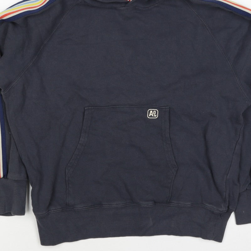 American Outfitters Women Blue Size 12 Striped Sleeve Pullover Hoodie