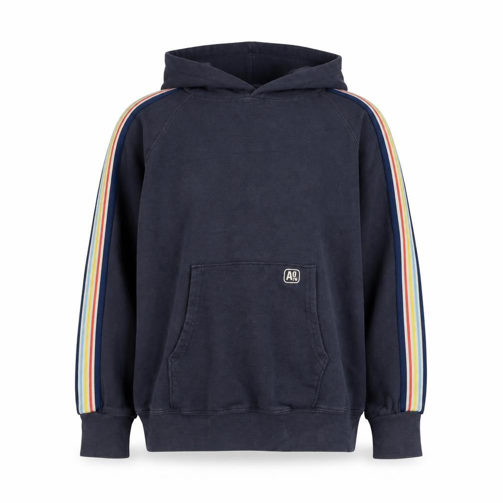 American Outfitters Women Blue Size 12 Striped Sleeve Pullover Hoodie