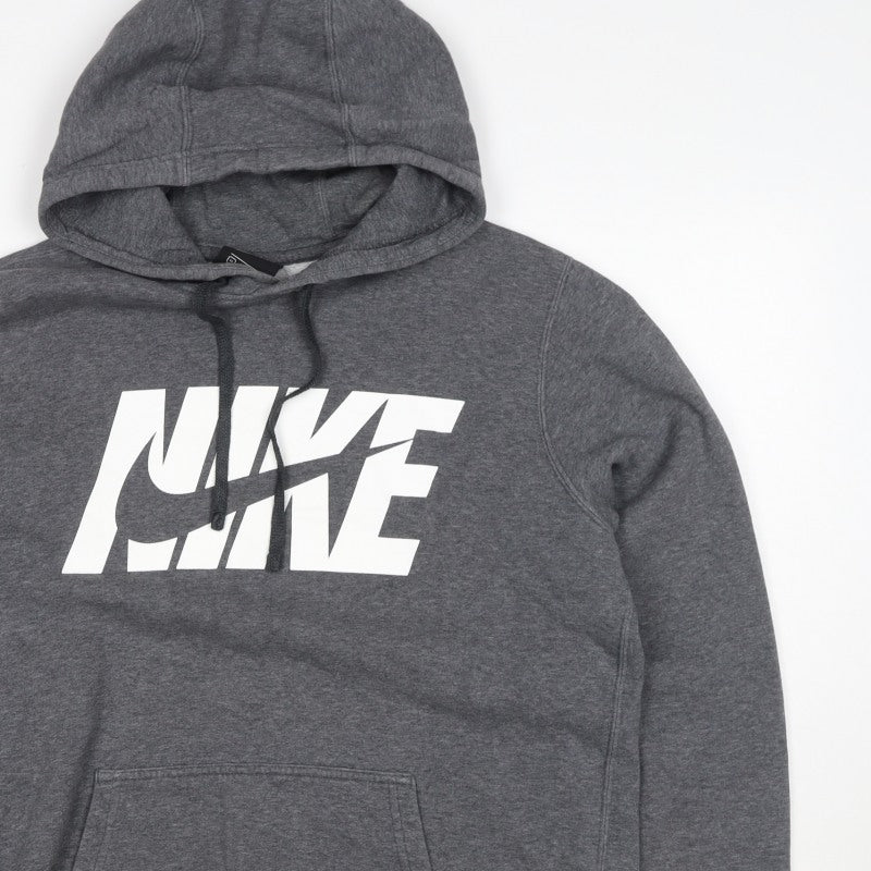 Nike Men's Grey M Logo Pullover Hooded Fleece Sweatshirt