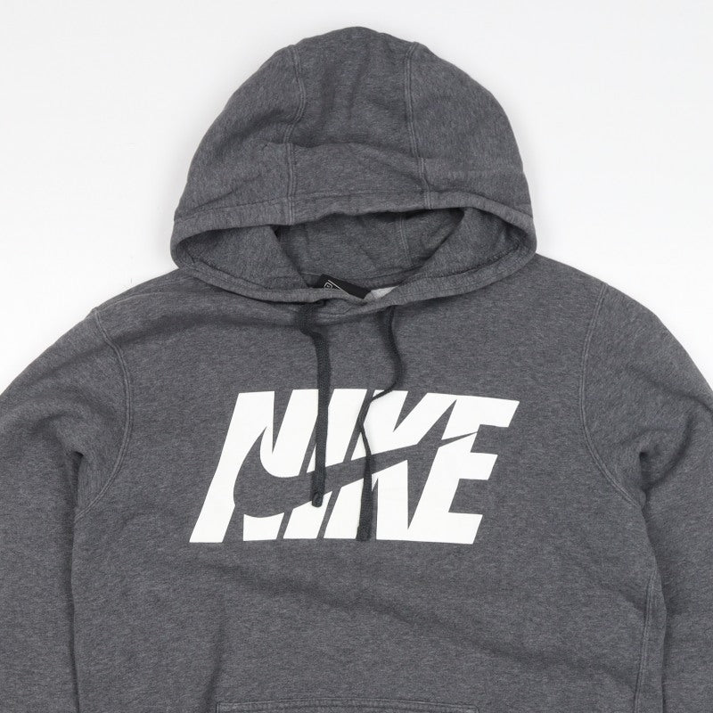 Nike Men's Grey M Logo Pullover Hooded Fleece Sweatshirt