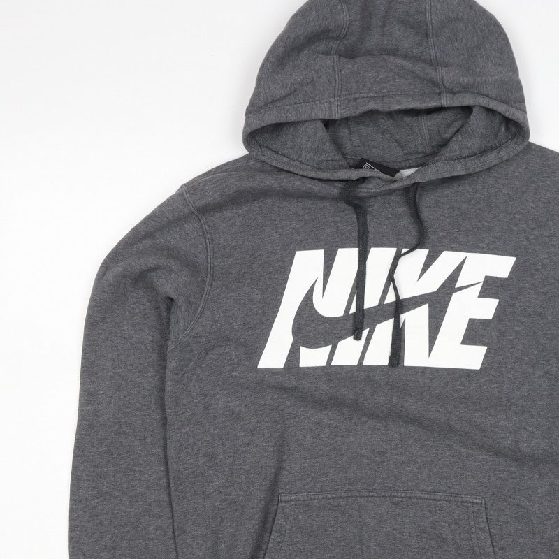 Nike Men's Grey M Logo Pullover Hooded Fleece Sweatshirt
