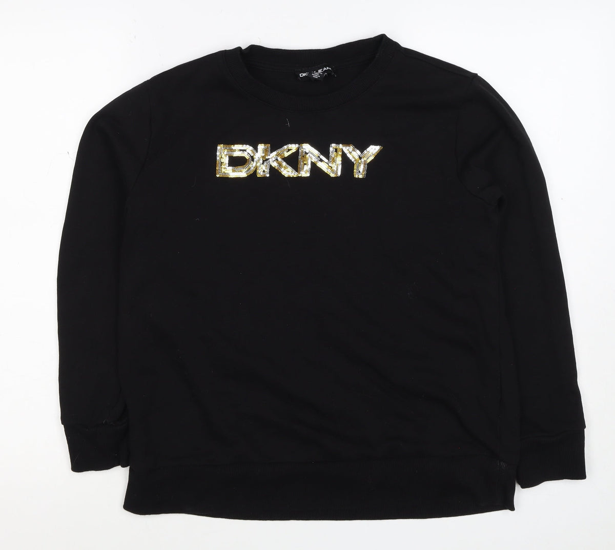 DKNY Jeans Women’s Black Sequin Logo Crew Neck Sweatshirt Size S