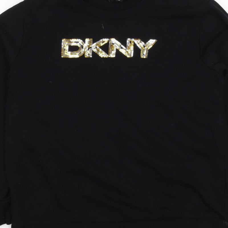 DKNY Jeans Women’s Black Sequin Logo Crew Neck Sweatshirt Size S
