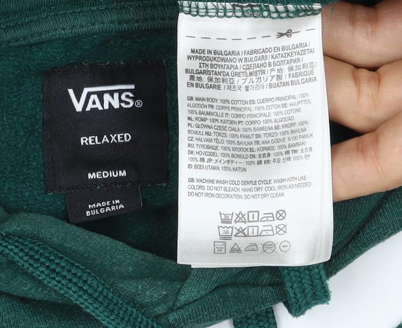 Vans Men’s Green M Pullover Hoodie Logo Cotton Kangaroo Pocket