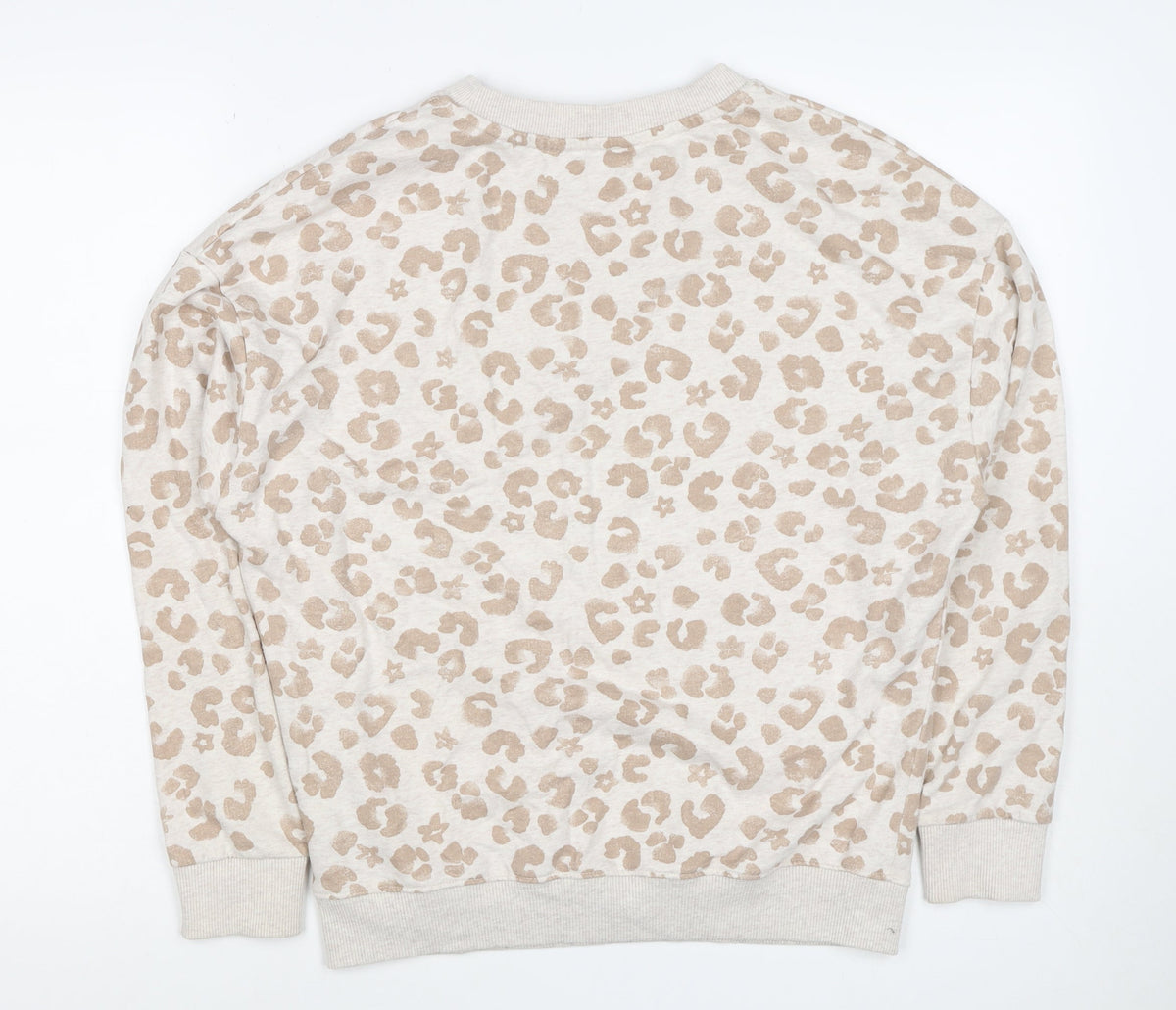 Next Women Beige S Leopard Print Crew Neck Pullover Sweatshirt