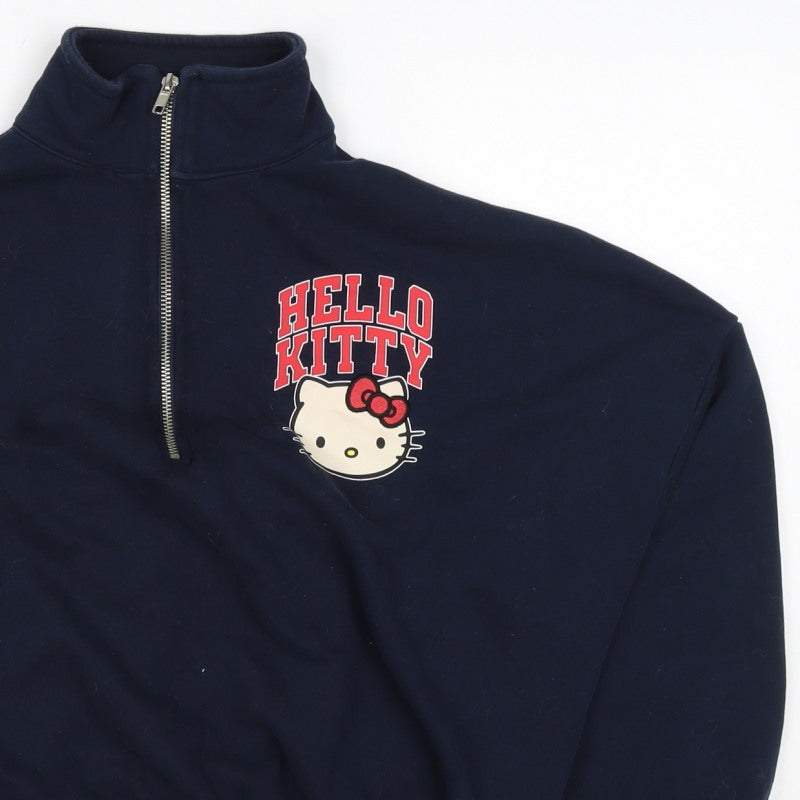 Primark Women Blue M Hello Kitty 1/4 Zip Pullover Sweatshirt