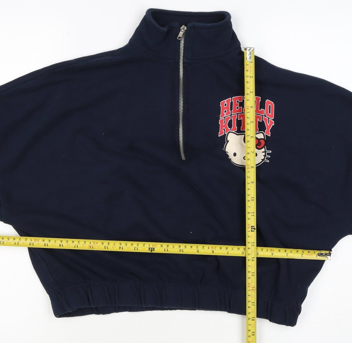 Primark Women Blue M Hello Kitty 1/4 Zip Pullover Sweatshirt