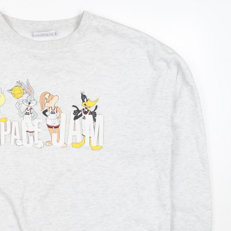 Space Jam Women Grey UK 12 Graphic Crew Neck Sweatshirt