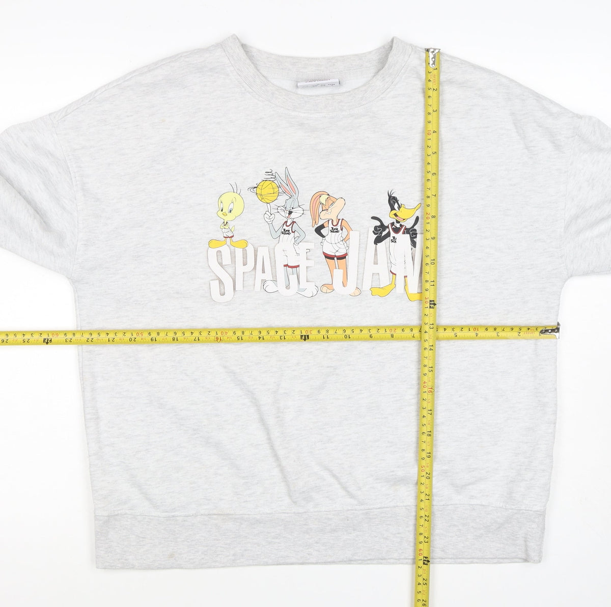 Space Jam Women Grey UK 12 Graphic Crew Neck Sweatshirt