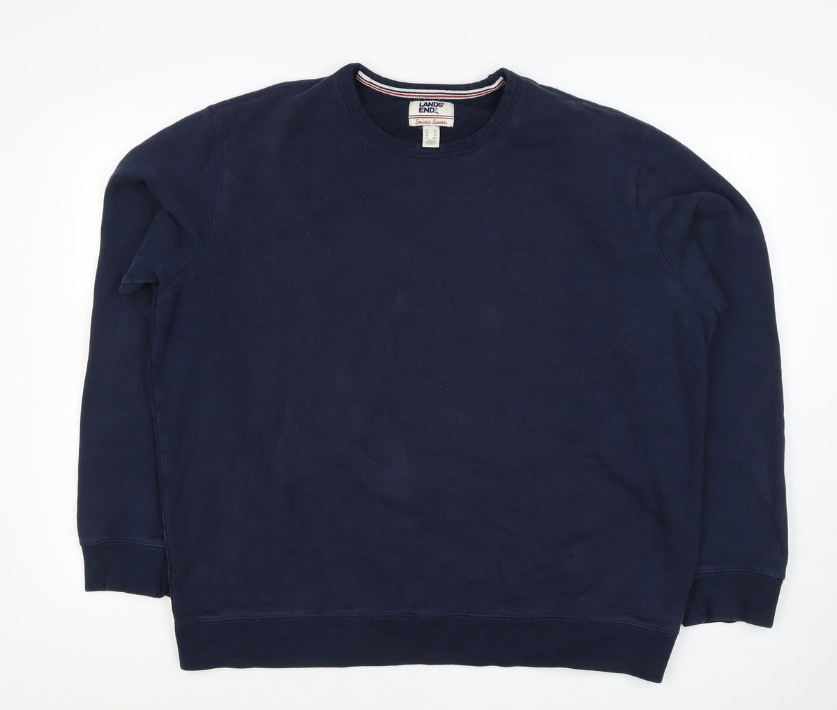 Lands' End Men's Blue XL Crew Neck Pullover Fleece Sweatshirt