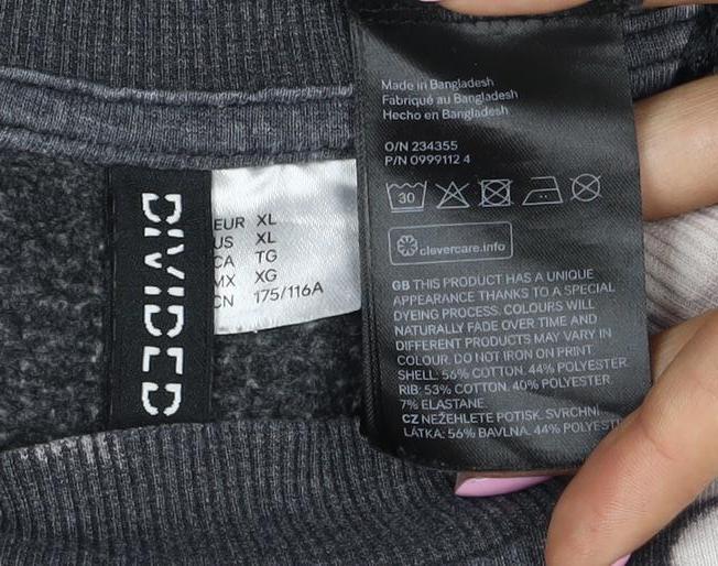 Divided Men’s Black XL Nirvana Bleach Dye Graphic Print Pullover Sweatshirt