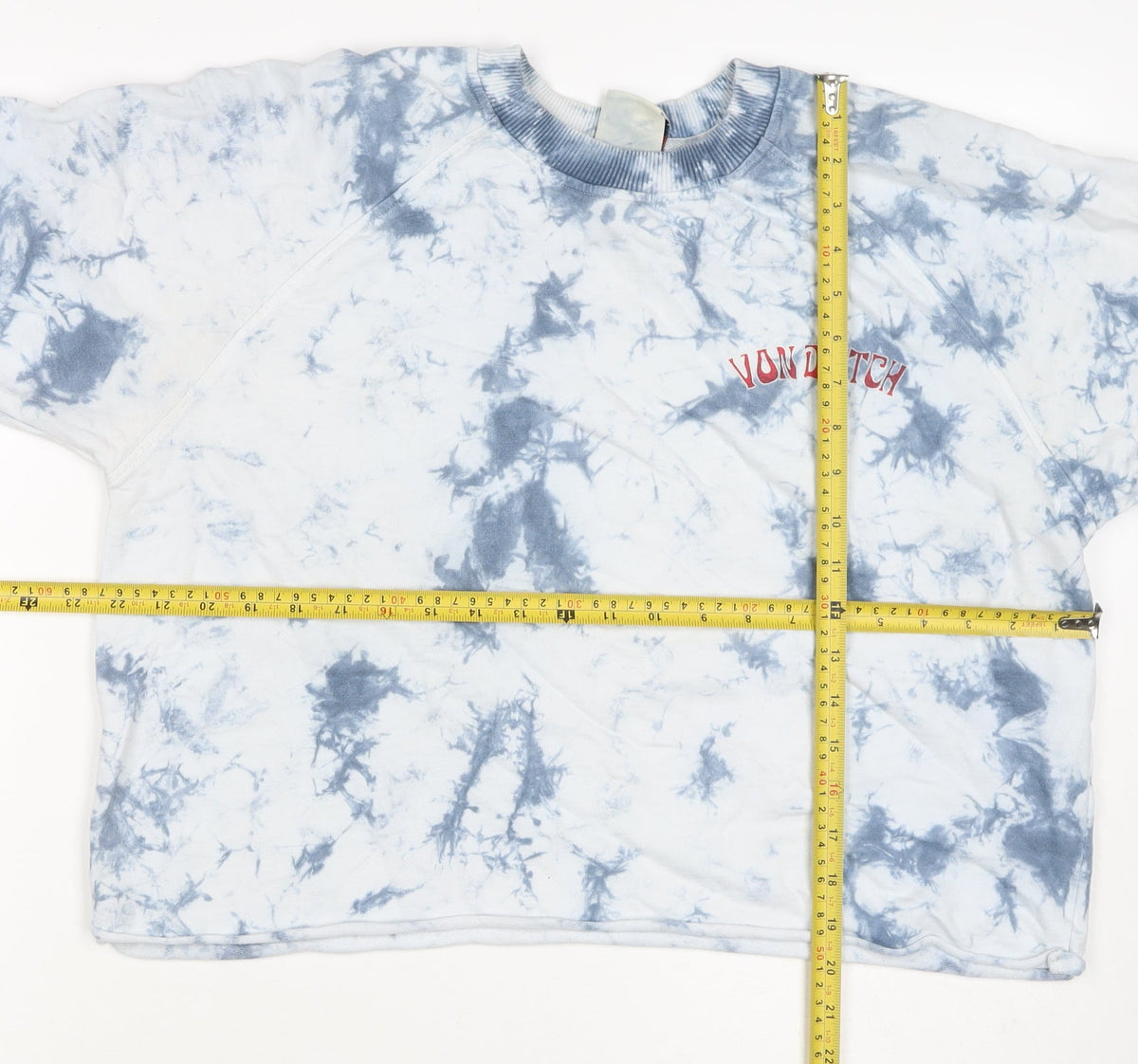 Von Dutch Women Blue Tie Dye Logo Sweatshirt M Crew Neck
