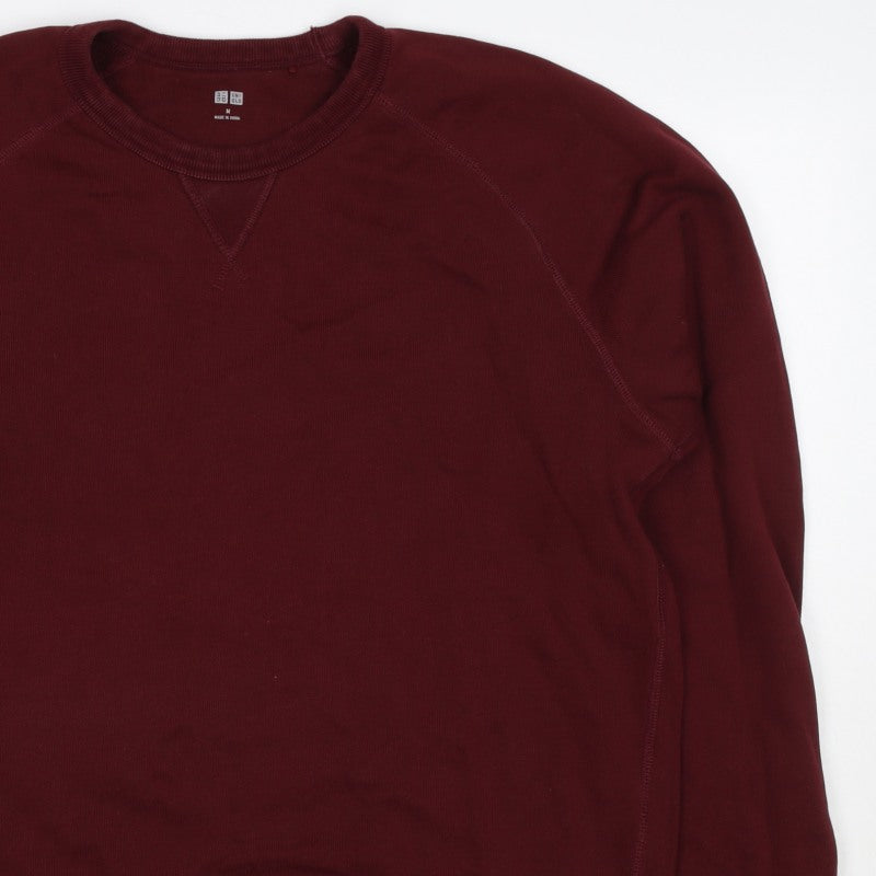 Uniqlo Men’s Red M Crew Neck Cotton Pullover Sweatshirt