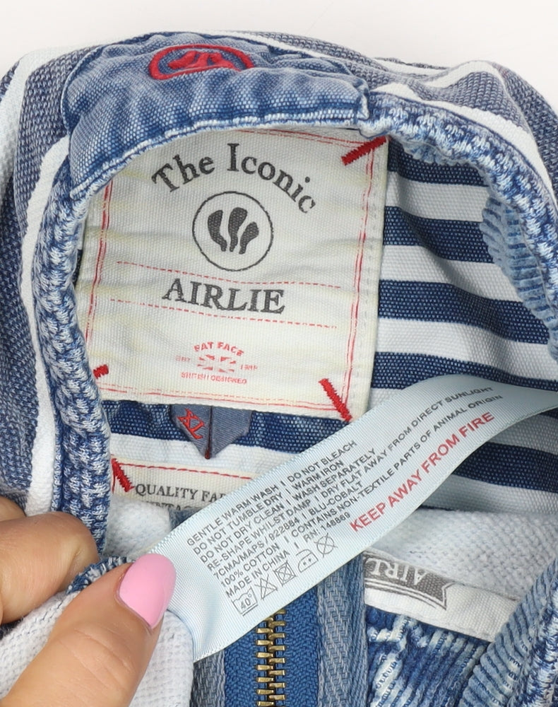 The Iconic Airlie Women’s Blue Stripe Half Zip Tunic Sweatshirt UK 12