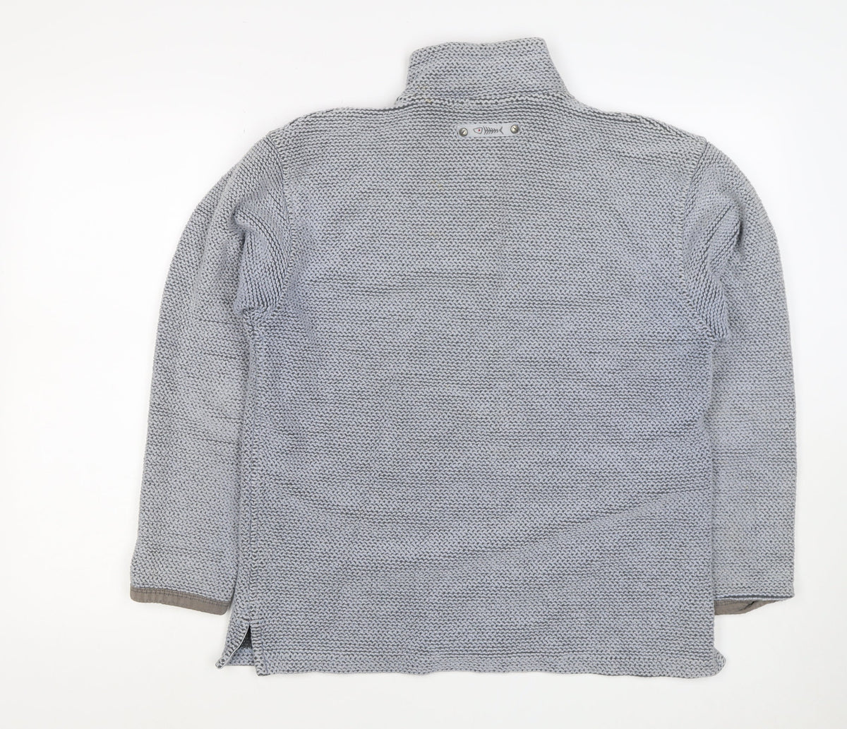 Weird Fish Men Grey S 1/4 Zip Knit Pullover Sweatshirt Logo
