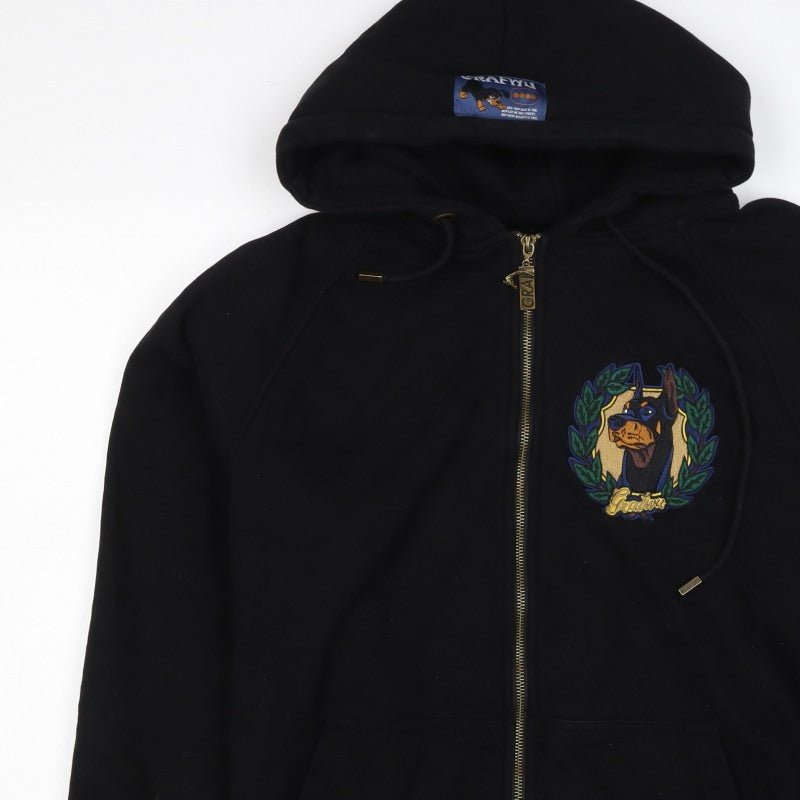 Graf & Wu Unisex Adults Black XL Full Zip Dog Embroidered Hoodie