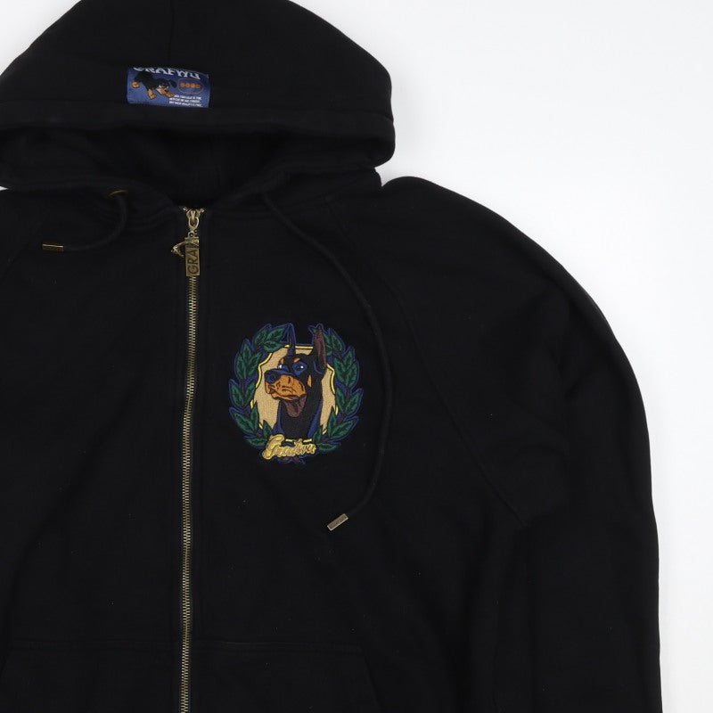 Graf & Wu Unisex Adults Black XL Full Zip Dog Embroidered Hoodie