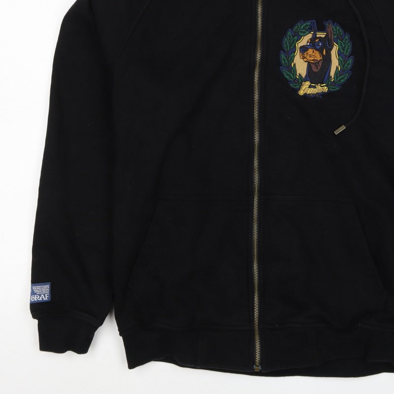 Graf & Wu Unisex Adults Black XL Full Zip Dog Embroidered Hoodie