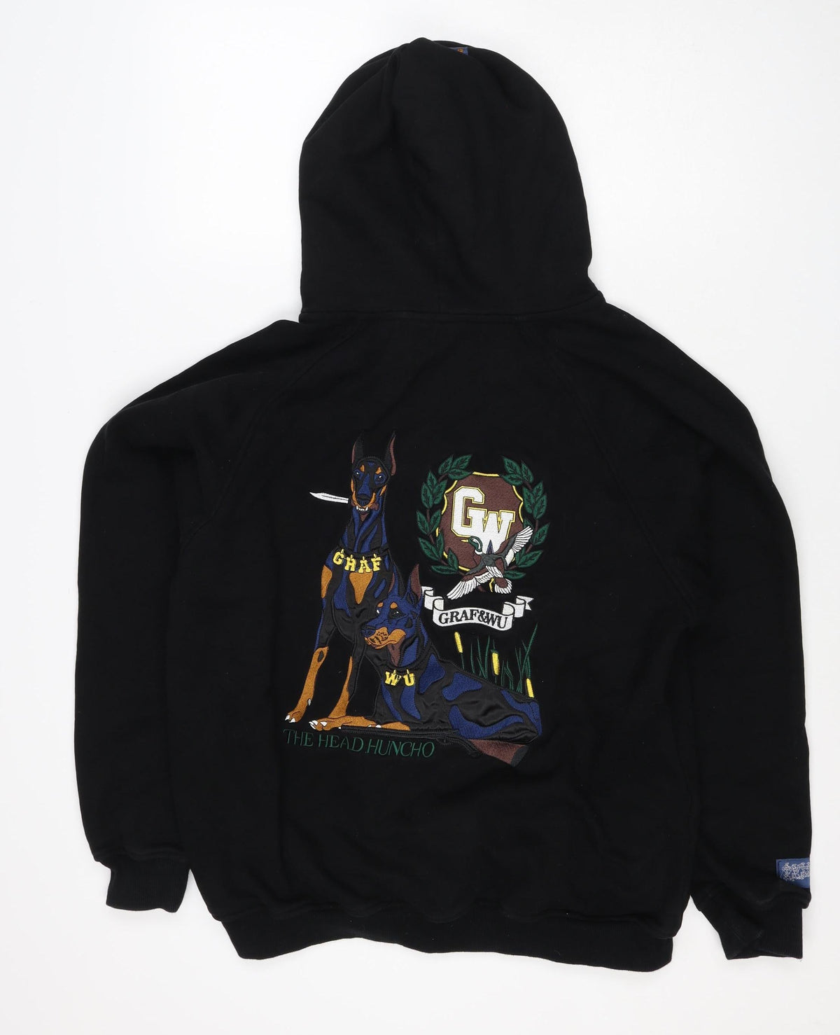 Graf & Wu Unisex Adults Black XL Full Zip Dog Embroidered Hoodie